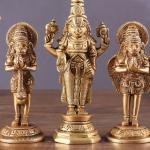 Brass Tirupati Balaji, Garuda & Hanuman Trio 5.5" | Divine Idols Set | Blessings, Protection & Devotion | Handcrafted Spiritual Ambiance | Home Temple Decor